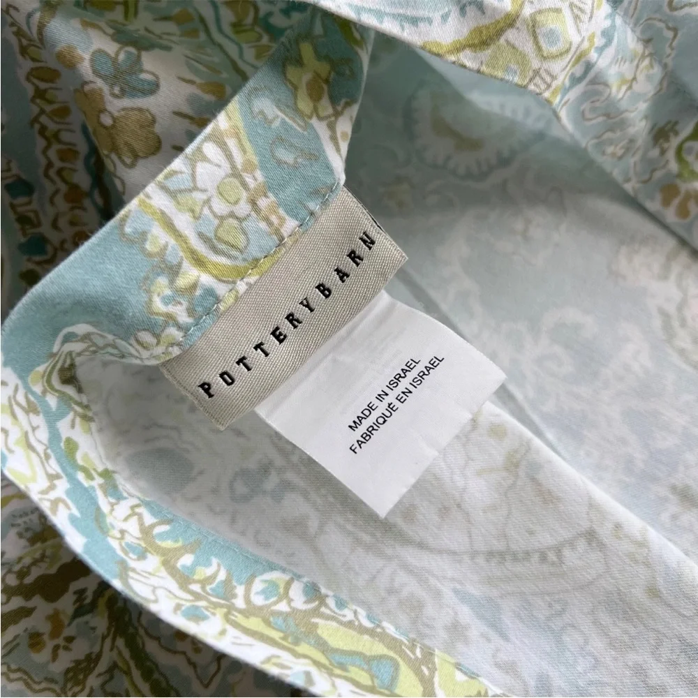 1 Pottery Barn Paisley EURO Pillow Sham Sienna Blue/Green 26” Pattern Cotton HTF - Picture 6 of 7